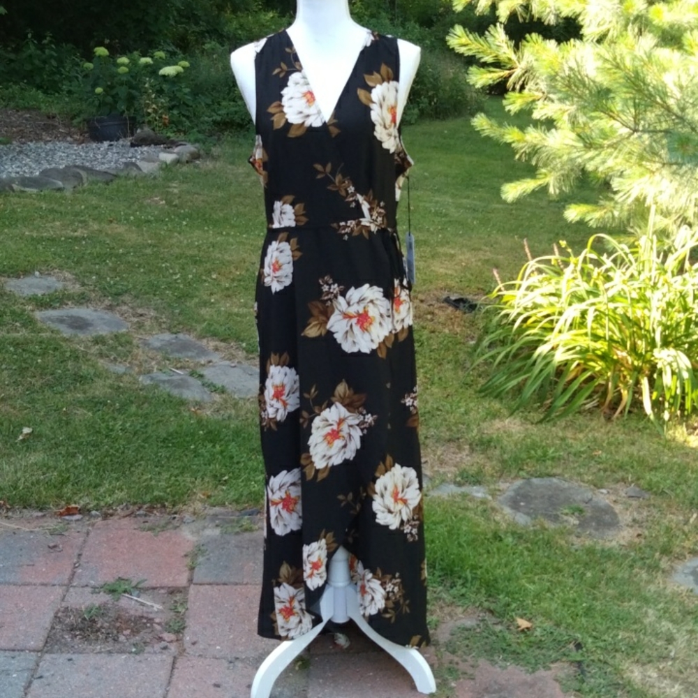 LEITH Hi-Lo Sleeveless Midi/Maxi Wrap Dress